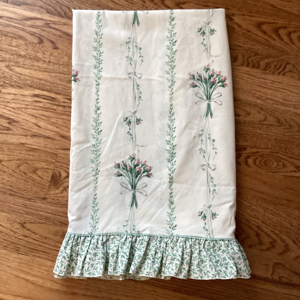 NEW! Atelier Martex Pelham Rose FULL FLAT SHEET Ruffled Trim COTTAGECORE CLASSIC